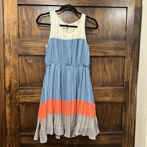 Blue Pepper Dress Women’s Small Pleated Blue Orange‎ Sleeveless